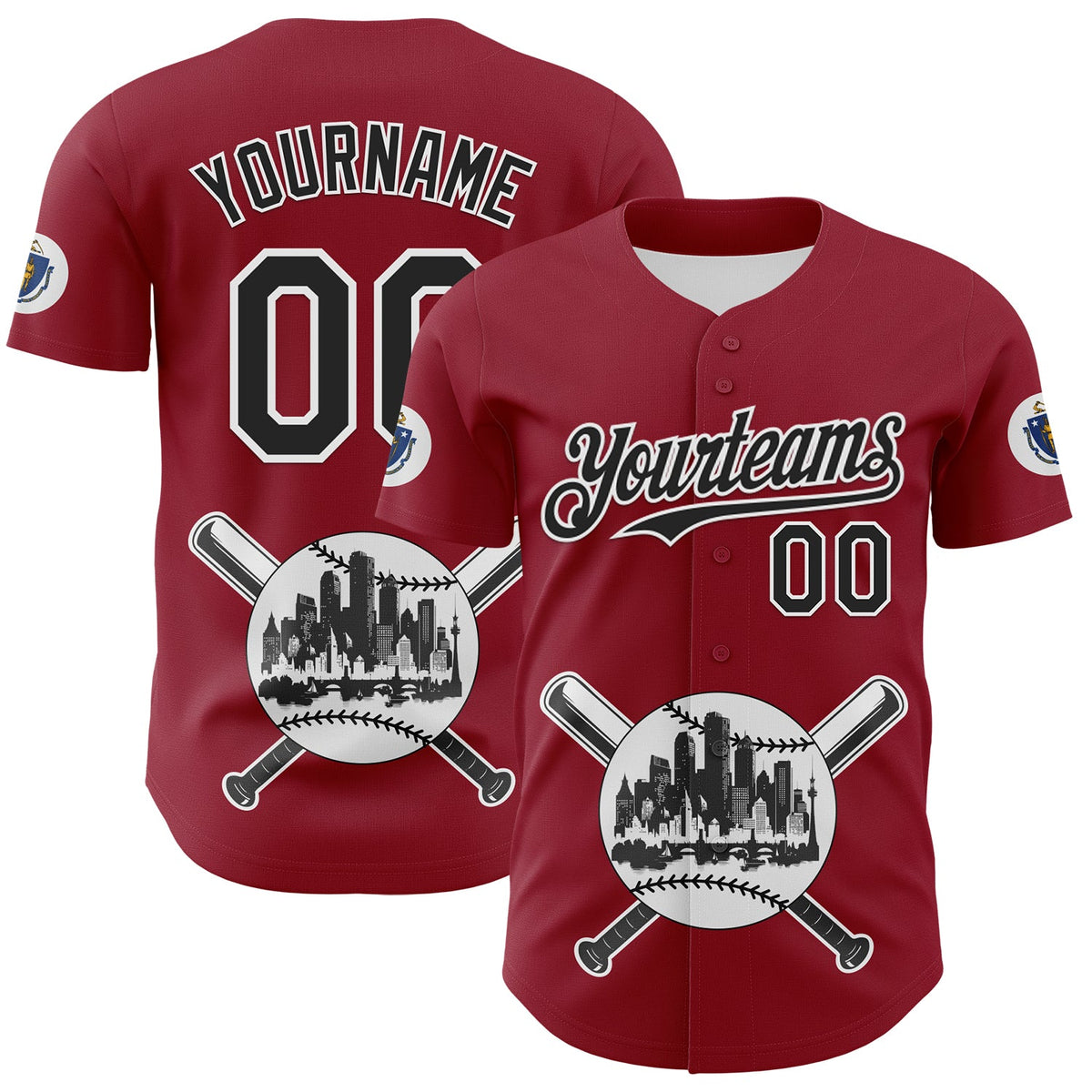 Custom Cardinal Black-White 3D Urban City Edition Sports Authentic Baseball Jersey