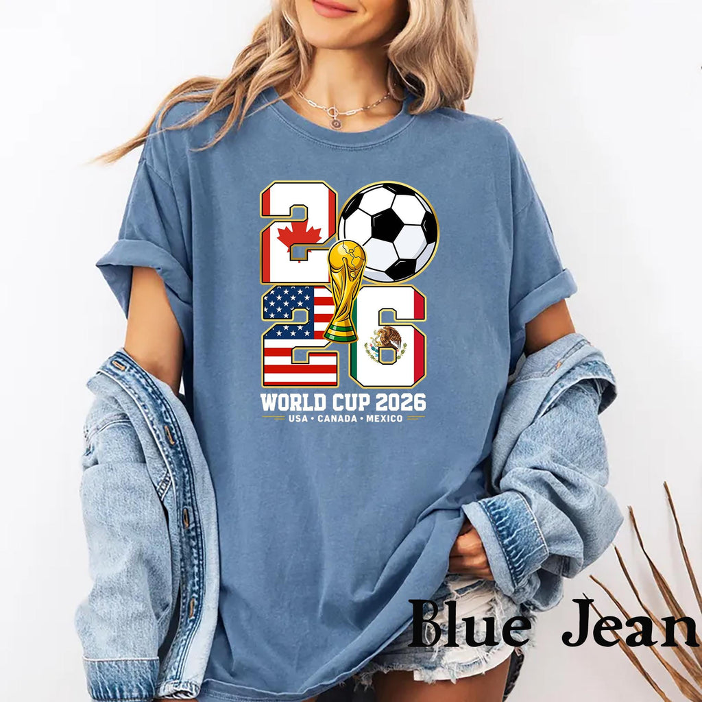 World Soccer 2026 Soccer Host Cities Usa Canada Mexico Soccer Fan Tee (5)