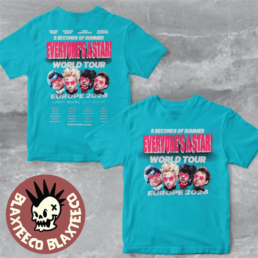 5 Seconds of Summer Everyone’s A Star World Tour UK And Europe 2026 Schedule Dates Two Sided T-Shirt