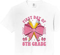 First Day of 8th Grade Coquette Bow Pencil Back to School Comfort Colors Crop Top
