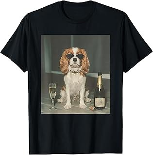 Cavalier King Charles Drinking Champagne T-Shirt