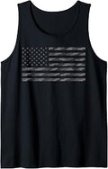 Gray Camo USA Flag Tactical Military American Flag Patriotic Tank Top