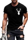 Western Shirts for Men Deer Print Short Sleeve T Shirts for Men Retro Graphic Tees for Men Crew Neck Loose Fit Pullover Tops for Men Summer Tops for Men 2025 F-Bull Horn Black M