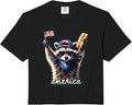 Feral Free American Racoon Funny 4th of July Graphic Comfort Colors Crop Top