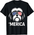 Shih Tzu Dog 'Merica Patriotic 4th of July American Flag T-Shirt
