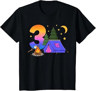 3rd Camping Birthday Three Year Old Camping Birthday Party T-Shirt