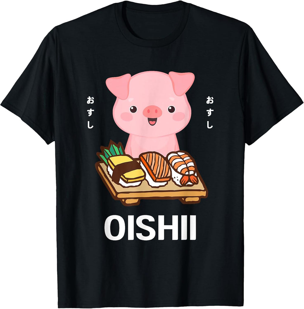 Cute Pig Eats Sushi Japanese Food Lover