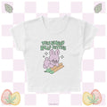 Bunny Rolls Micro Rib Baby Tee, Easter 420 Holiday Brunch Outfit, 420-Friendly Stoner Women's Fitted Shirt, Marijuana Weed Gift for Her