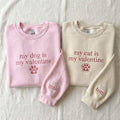 Embroidered Pet Lover Hoodie, My Cat Is My Valentine, Custom Dog Name on Sleeve, Funny Anti Valentine Shirt, Animal Rescue Gift