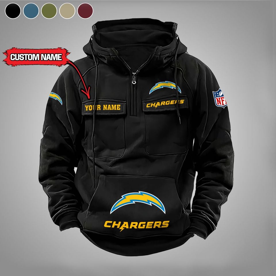 Los Angeles Chargers Custom Name Cargo Hoodie
