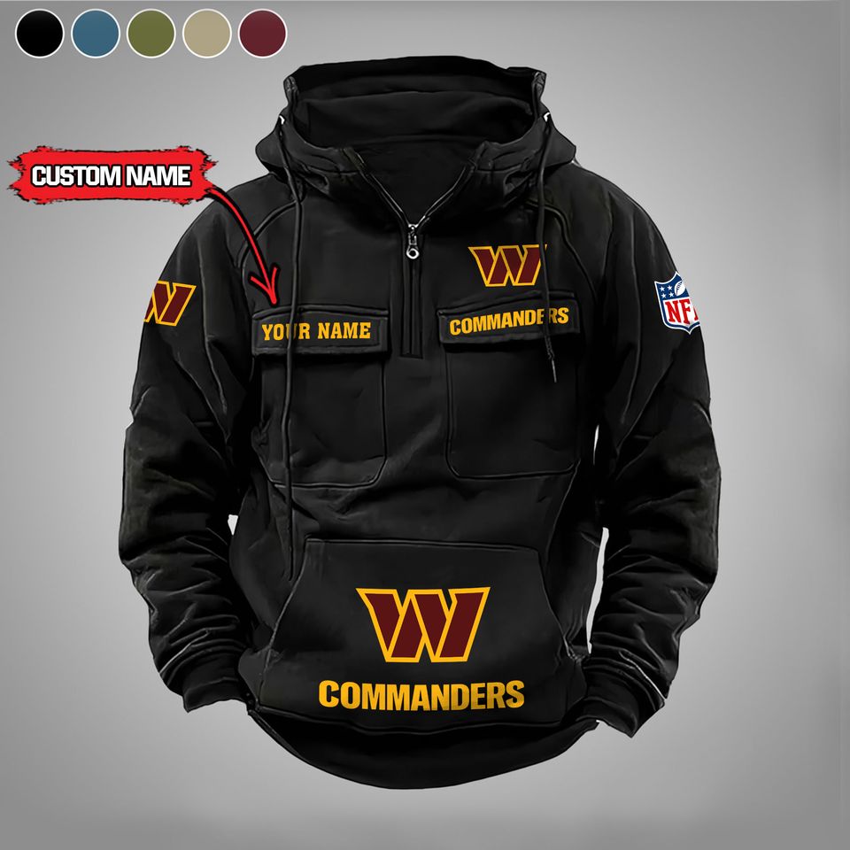 Washington Commanders Custom Name Cargo Hoodie