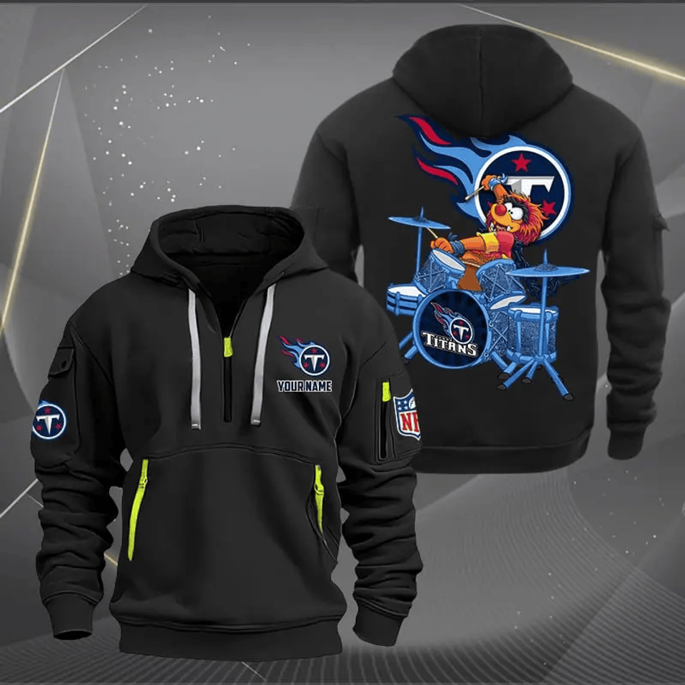 Tennessee Titans Quarter Zip Hoodie Rocking Drummer Custom Name Gift For Fan