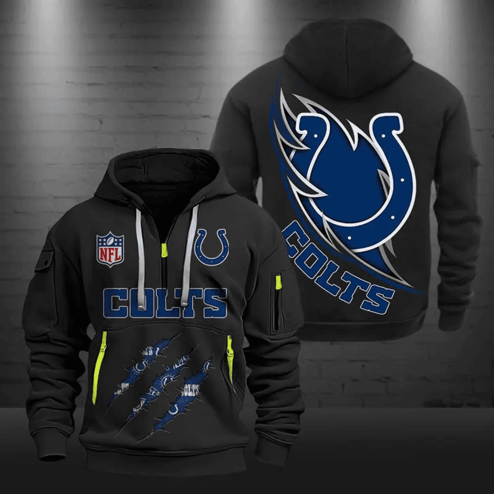 Indianapolis Colts Quarter Zip Hoodie Football Team Logo Gift For Fan