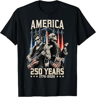 George Washington Abraham Lincoln Playing Guitar 250 Years T-Shirt