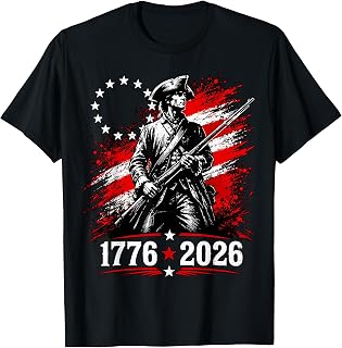 American Patriot Minuteman 1776 2026 USA Revolution History T-Shirt