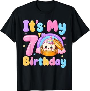 7th Birthday Girl Kawaii Dumpling Anime Birthday Party T-Shirt