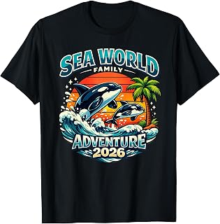 Retro Sea World Family Adventure 2026 Dolphin Ocean Souvenir T-Shirt