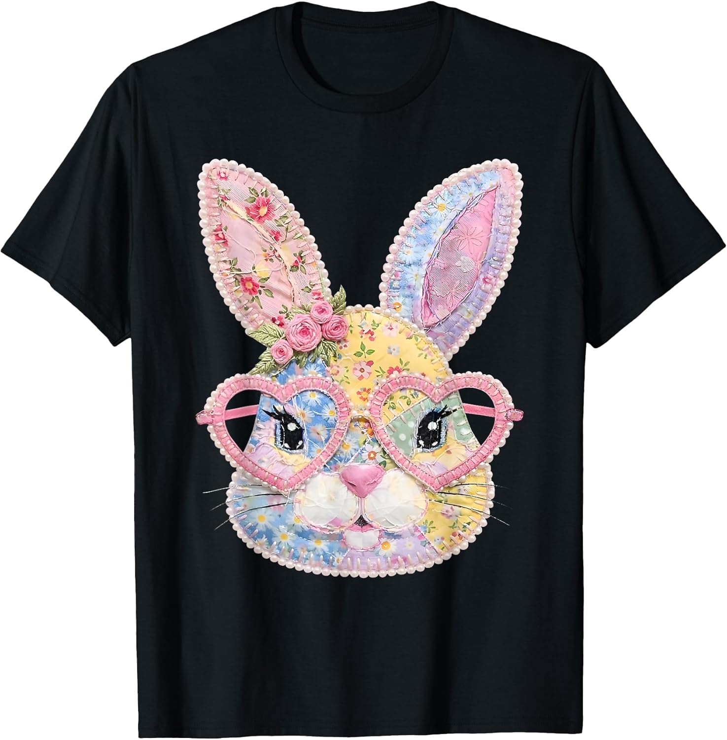 Funny Bunny Face Glasses Floral Rabbit Easter Day