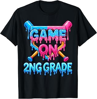 2nd Grade Back to School Baseball Drip Game On Second Grade T-Shirt
