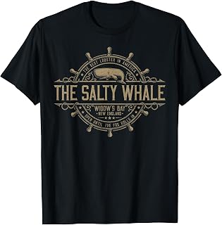 Funny The Salty Whale Vintage Nautical Harbor Widow's Bay T-Shirt