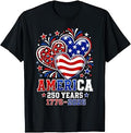 250th Anniversary America Flag Heart 250 Year Women Girls T-Shirt