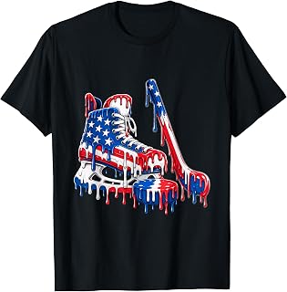 Ice Hockey Drip 4th of July Patriotic American USA Flag Men T-Shirt
