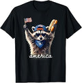Feral Free American Racoon Funny 4th of July Graphic T-Shirt