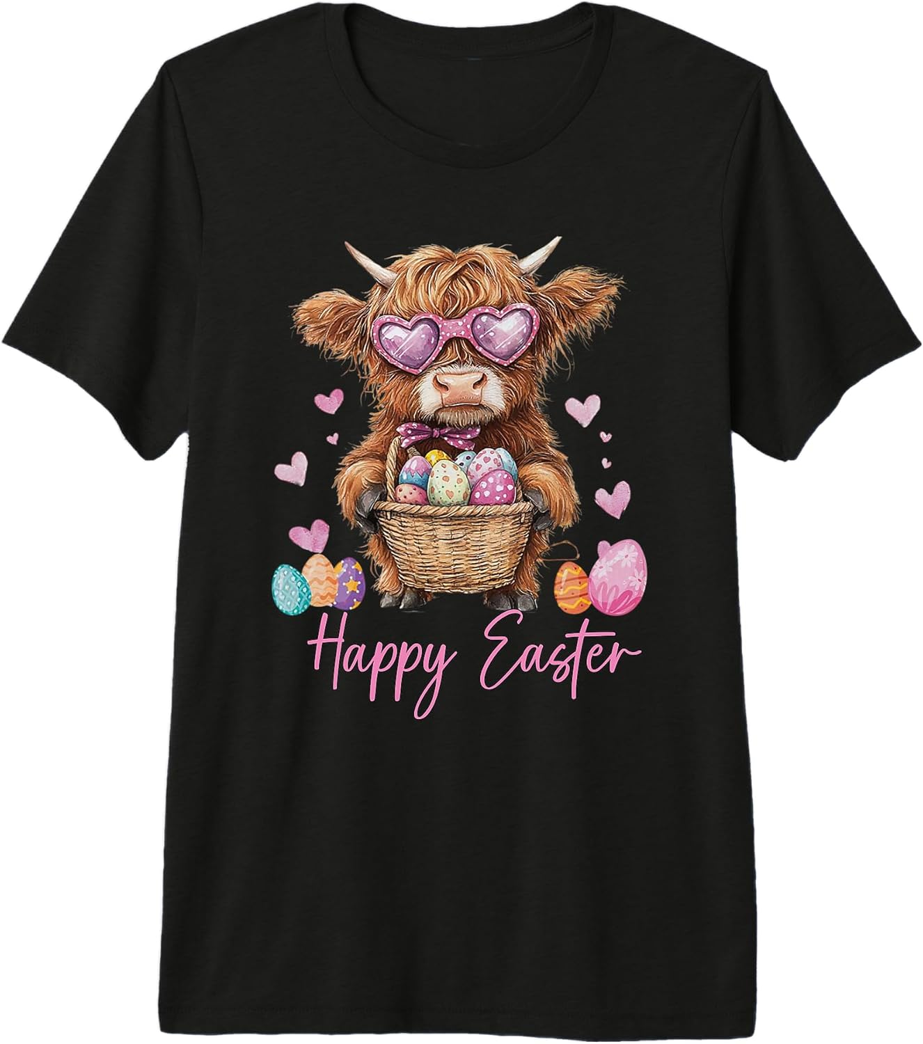 Easter Bunny Highland Cow Shirt For Women Girls
