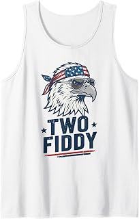1776 2026 USA Flag 250th Patriotic Eagle Humor Two Fiddy Tank Top