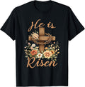 Happy Easter He is Risen Floral Cross Christian