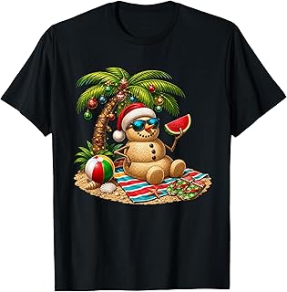 Christmas in July Santa Snowman Beach Summer Xmas in June T-Shirt