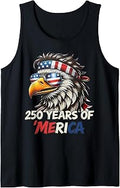 250 Years of Merica Eagle 4th of July USA Flag Patriotic Tank Top