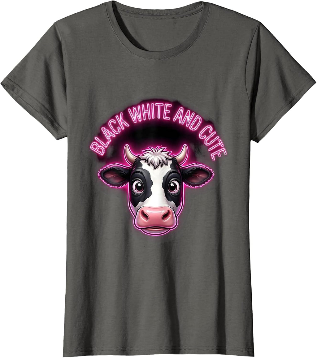 Black White and Cute Cow Print Design T-Shirt