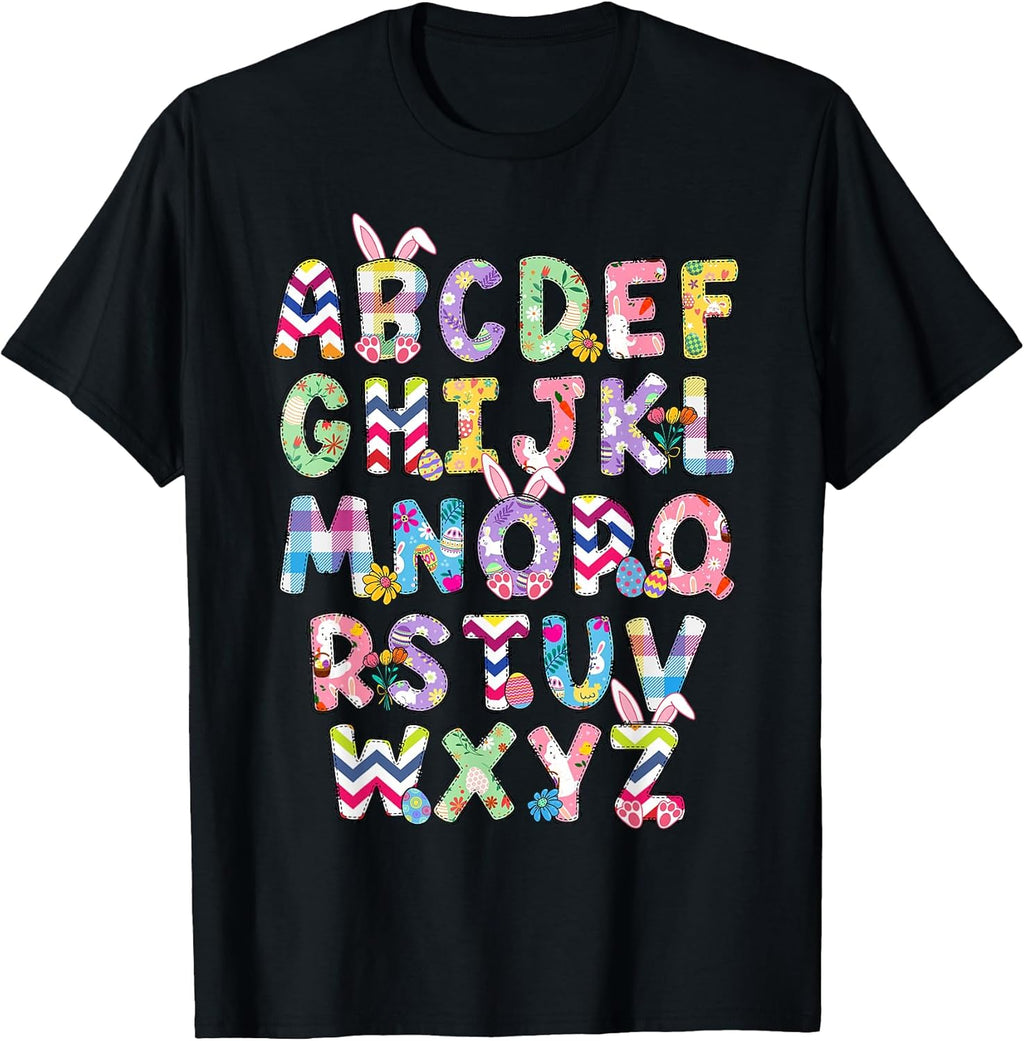 Cute Abcs Alphabet Bunny Easter Day Student Shirts