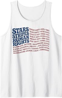 4th of July Shirt Stars Stripes and Human Rights USA Flag Tank Top