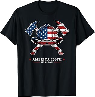 250 Years America 1776 2026 Firefighter USA Flag 250th T-Shirt