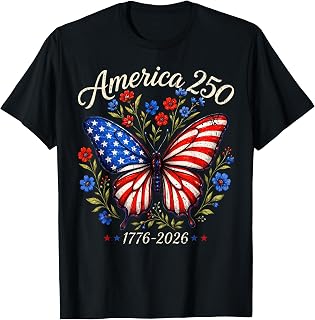 250th Anniversary Butterfly 250 Years 1776 2026 4th of July T-Shirt