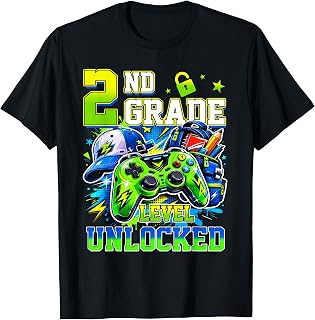 2nd Grade Level Unlocked Video Gamer Back to School Boy Kids T-Shirt
