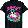 Summerween Vibes Spooky Ghost Unicorn Beach Halloween Girls T-Shirt