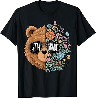 4th Grade Bear Back to School Fourth Grade Teacher Girl Kids T-Shirt