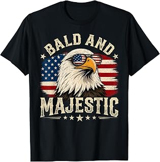Bald and Majestic 4th of July Independence Day Bald Eagle T-Shirt