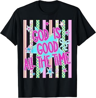 God is Good All The Time Preppy Christian Checkered Stars T-Shirt