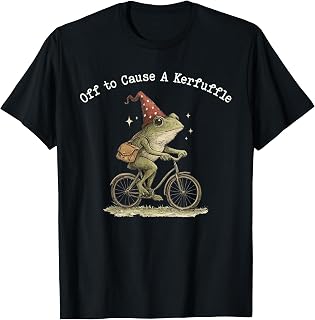 Off to Cause A Kerfuffle Funny Weird Frog Riding Bicycle T-Shirt