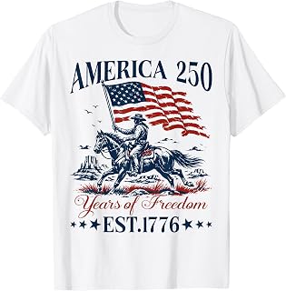 250 America Years of Freedom Est. 1776 Western Cowboy Boys T-Shirt