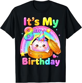 8th Birthday Girl Kawaii Dumpling Anime Party 8 Years Old T-Shirt