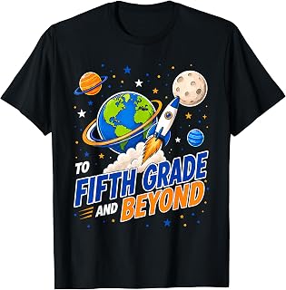 5th Grade Boys First Day of Fifth Grade Back to School Moon T-Shirt