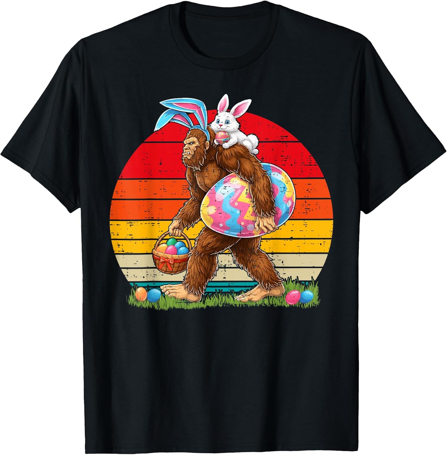 Retro Bigfoot Sasquatch Bunny Easter Eggs Lat