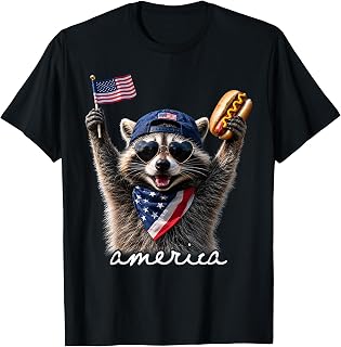America Feral & Free Racoon Patriotic 4th of July T-Shirt