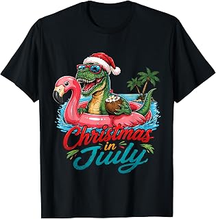 Funny Christmas in July Men Boys Toddler T Rex Dinosaur T-Shirt