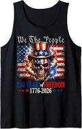 250 American Years of Freedom 1776 2026 US Flag Sugar Skull Tank Top